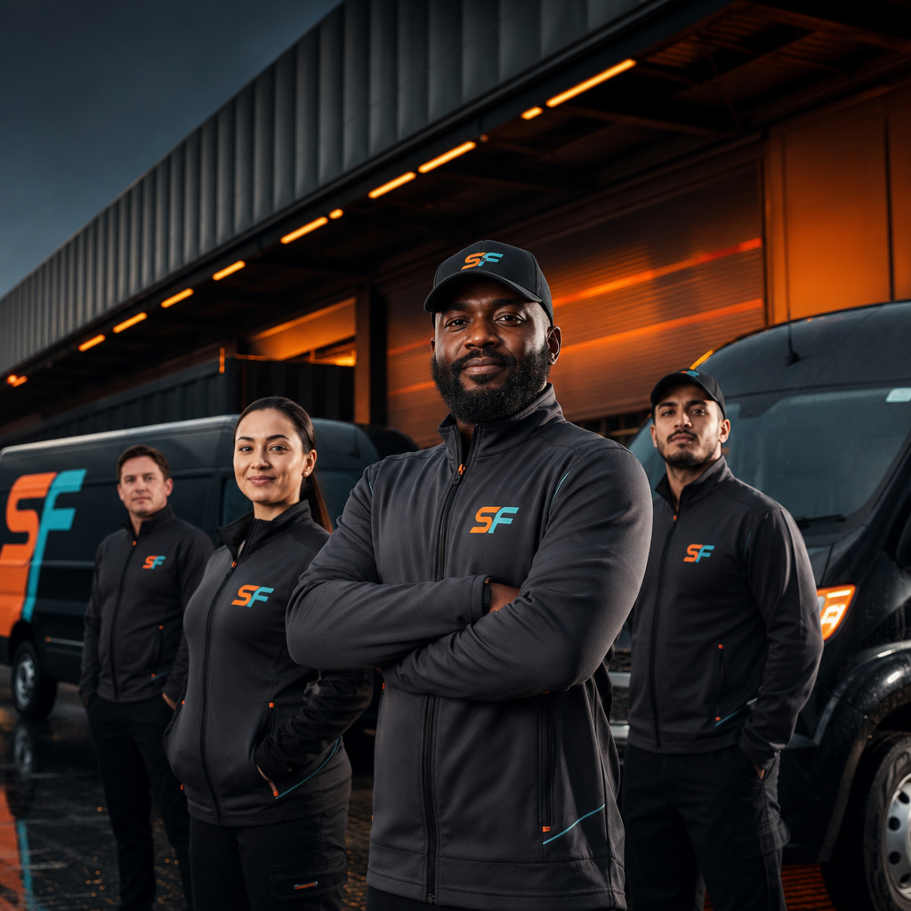 ShipFlow delivery team in branded uniforms